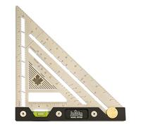 Jessem 07430 Quick Angle Square - Durable 1/16” Stainless Steel Imperial Speed Square with Built-in Level, Non-Slip Flex Grip, Adjustable Angle Stop, Preset Detent Angles & Laser-Etched Markings