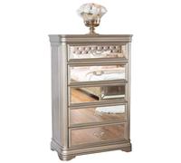 Jessica 5 Drawer Tall Chest - Champagne Mirrored