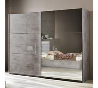 jessica extra large wooden mirrored sliding door wardrobe in grey