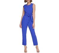 Jessica Howard Womens Sleeveless Crew Neck Jumpsuit Dress, Royal Blue, 8