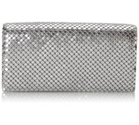 Jessica McClintock Metal Mesh Roll Evening Bag Clutch Purse (4.5" x 7.5" x 2", Shoulder Chain Included) silver Size: One Size