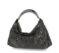 Jessica McClintock Rae Diamond Mesh Rhinestone Hobo Handbag for Women, Gun Metal