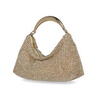 Jessica McClintock Rae Diamond Mesh Rhinestone Hobo Handbag for Women, Honey