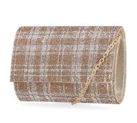 Jessica McClintock Women's Alexis Pleated Flap Gold Plaid