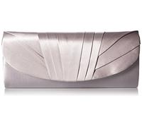 Jessica McClintock Women's Angel Satin Tuxedo Flap Evening Clutch Handbag, Silver, One Size