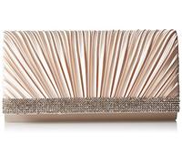 Jessica McClintock Women's Chloe Satin Rhinestone Evening Clutch Handbag, Champagne, One Size