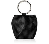 Jessica McClintock Women's Gwen Ball Mesh Ring Wristlet Pouch Clutch Evening Bag, Black, One Size
