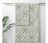 Jessica Simpson - Bath Towel 4 Piece Set | Aziza | Premium Bathroom Décor | Includes 2 Hand Towels and 2 Shower Towels | 100% Cotton & Machine Washable | Frosty Green