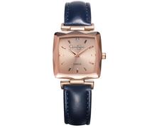 Jessica Simpson Diamond Collection Women's Square Dial Watch, Leather Strap, Classic Quartz Movement, Elegant Dress Watch, Rose Gold/Blue, Classic