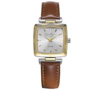 Jessica Simpson Diamond Collection Women's Square Dial Watch, Leather Strap, Classic Quartz Movement, Elegant Dress Watch, Brown, 27