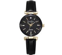 Jessica Simpson Diamond Collection Women's Watch, Classic Quartz, Leather Band, Round Faceted Crystal Face, Elegant Dress Watch for Women