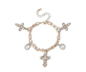 Jessica Simpson Iimitation Gold Assorted Charm Bracelet, One Size, Costume, no gemstone