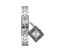 Jessica Simpson Locket Charm Watch for Women - Silver Bracelet, 20mm Square Case, Analog Quartz Movement, Adjustable Metal Band, Gift Box Included (Silver), Silver, Contemporary, Minimalist