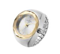 Jessica Simpson - Silver Adjustable Ring Watch for Women Faceted Gold Bezel Quartz Analog Dial with Crystal Elastic Band Fashion Jewelry Accessory Silver Art Deco, Silver, Art Deco