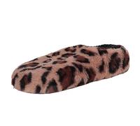 Jessica Simpson unisex adult Heart Plush Socks With Anti-skid Soles Slipper, Leopard, Large-X-Large US