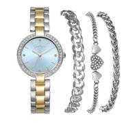 Jessica Simpson Women’s Watch Set Two Tone 33mm Blue Dial Bracelet Set