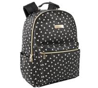 Jessica Simpson Women’s Waterproof Laptop Travel Backpack with Side Water Bottle Pockets for College, Commuting, Work (Black & White Hearts)