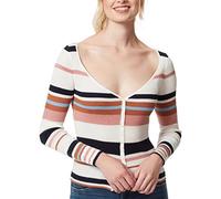 Jessica Simpson Women's Hollie Button Front Rib Top Blouse, Gardenia Stripe, X-Large