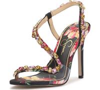 Jessica Simpson Women's Jaycin Heeled Sandal, Black Combo Blossom Burst Print, 5 UK