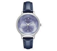 Jessica Simpson Women's Leather Band Watch, Round Faceted Crystal Dial, Classic Quartz Movement, Elegant Dress Watch for Women