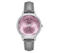 Jessica Simpson Women's Leather Band Watch, Round Faceted Crystal Dial, Classic Quartz Movement, Elegant Dress Watch for Women