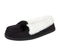 Jessica Simpson Women's Micro Suede Moccasin Indoor Outdoor Slipper Shoe black Size: XL