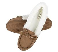 Jessica Simpson Women's Micro Suede Moccasin Indoor Outdoor Slipper Shoe, Cinnamon, XL
