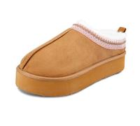 Jessica Simpson Women's Open Back Platform Microsuede Clog Slippers, Beige Tan, Small