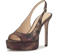 Jessica Simpson Women's Sibilla Slingback Platform Pump, Bronze Multi Speckled Snake Print, 7
