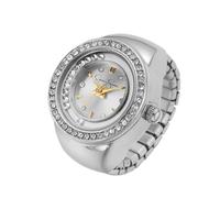 Jessica Simpson Women's Silver Adjustable Ring Watch - Crystal Bezel, Quartz Analog Mini Dial, Stretch Band Fashion Jewelry Accessory, Silver, 21.5