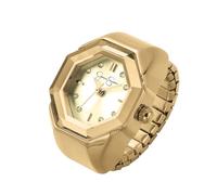 Jessica Simpson Women's Silver Adjustable Ring Watch - Gold Octagon Bezel, Quartz Analog Mini Dial, Stretch Band Fashion Jewelry Accessory, Gold, 19.5