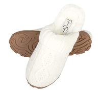 Jessica Simpson Womens Soft Cable Knit Slippers with Indoor/Outdoor Sole