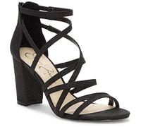 Jessica Simpson Women's Stassey Block Heel Strappy Sandal Heeled, Black Micro Flash, 5 UK