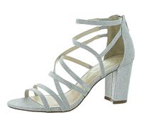 Jessica Simpson Women's Stassey Block Heel Strappy Sandal Pump, Silver, 4.5 UK