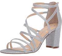 Jessica Simpson Women's Stassey Block Heel Strappy Sandal Pump, Silver, 7 UK