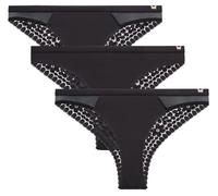 Jessica Simpson Women's Tanga Underwear - 3 Pack/6 Pack Soft Microfiber Lace Back Panties - Breathable Underwear for Women, Black (3pk), L