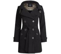 Jessica Simpson Womens Trench Coat - Lightweight Belted Softshell Jacket - Polar Fleece Lined Hooded Long Coat for Women, Black, M