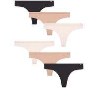 Jessica Simpson Women's Underwear - 3 Pack Microfiber Lace Thong Panties (S-XL), Size Small, Black/Pearl Black/Dolce