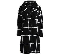 Jessica Simpson Women's Winter Coat - Full Length Single Breasted Sherpa Fleece Peacoat - Plush Teddy Coat for Women (S-XL), Black/White, Medium