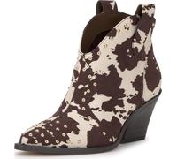 Jessica Simpson Women's Zadie Bootie Ankle Boot, Dark Brown/White Cow Print Microsuede, 10 UK