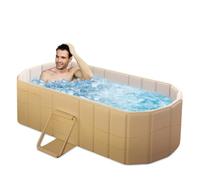 jessie 59" Portable Ice Bath Tub for Adults, Cold Plunge tub for Athletes, Inflation-free Foldable Bathtub, Insulated Hot Tub for Bathtub Showers, Indoor & Outdoor (with Lid)