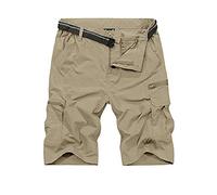 Jessie Kidden Men's Outdoor Casual Expandable Waist Lightweight Water Resistant Quick Dry Cargo Fishing Hiking Shorts #2026-Khaki-M 30