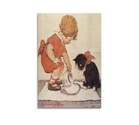 Jessie Willcox Smith Poster Little Girl Feeding Her Cat Print Photo Art Painting Canvas Home Decorative Bedroom Modern Decors Gifts 12x18inch(30x45cm)