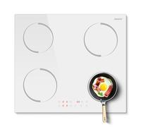 Jessier Plug in Induction Hob 4 Zones 60cm Electric Hob 2800W Touch Control, Child Safety Lock, Up to 99 Min Timer, White Crystal Glass, High Power for Versatile Cooking
