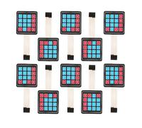 JESSINIE 10Pcs 4 x 4 Matrix Array Membrane Switch 76.9 * 76.9mm Keypad Keyboard 16 Key Matrix Array Membrane Switch Microcontroller Extended Keyboard 8Pin Dupont for Arduino