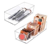 JessLab Acrylic Organizer, 2PK Cube Sections Makeup Organizer for Drawer, Makeup Organizer for Vanity, Countertop, Bathroom, Kitchen and Cabinet Storage(1+3 Compartment)