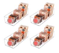 JessLab Acrylic Organizer, 4-Pack Clear Makeup Storage for Vanity, Countertop, Bathroom, Stackable Design for Cosmetics, Jewelry, and Office Supplies, 3 Compartment