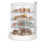 JessLab Hair Accessories Organizer, Clear 4-Layer Acrylic Box for Girl Hair Ties, Classify Storage by Layer for Accessories, Bracelets, Rings, Bangles