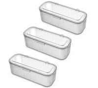JessLab Makeup Brush Holder Organizer, Clear Makeup Sponges Organizer,Cosmetic Storage Case with Lid Display Case for Vanity (3 Pack)