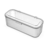 JessLab Makeup Brush Holder Organizer, Clear Makeup Sponges Organizer,Cosmetic Storage Case with Lid Display Case for Vanity (1 Pack)